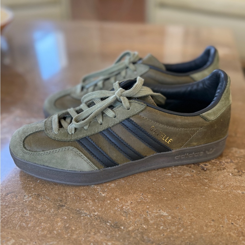 adidas Gazelle Olive Green with Black Stripes Women’s Sneakers